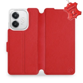 Etui ze skóry naturalnej do OPPO A40M - wzór Red Leather