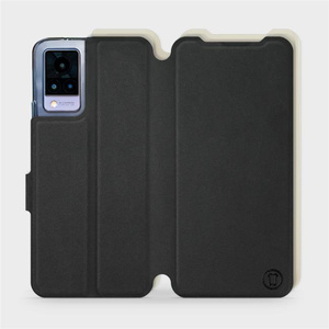 Etui Soft Touch do Vivo V21 5G - wzór Satynowa czerń z platyną