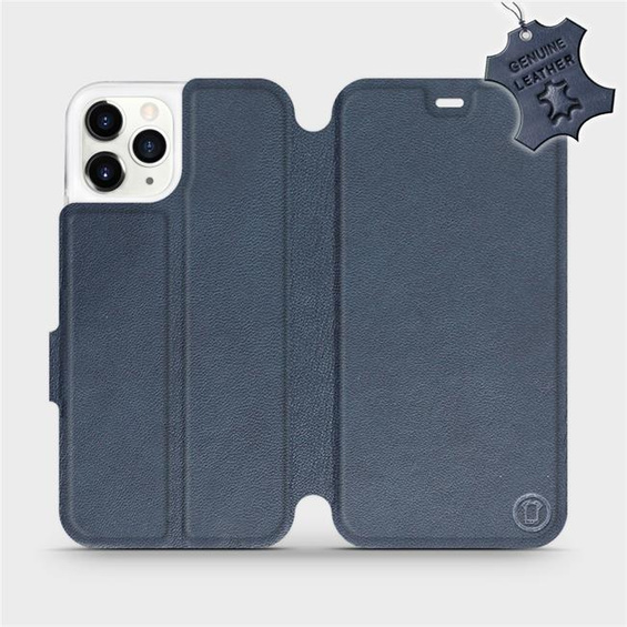 Etui ze skóry naturalnej do Apple iPhone 11 Pro - wzór Blue Leather