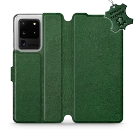 Etui ze skóry naturalnej do Samsung Galaxy S20 Ultra - wzór Green Leather