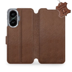 Etui ze skóry naturalnej do Xiaomi POCO F7 - wzór Brown Leather