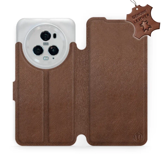 Etui ze skóry naturalnej do Huawei Honor Magic5 Pro 5G - wzór Brown Leather