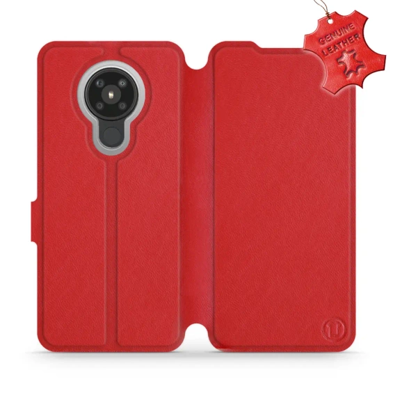 Etui ze skóry naturalnej do Nokia 5.3 - wzór Red Leather
