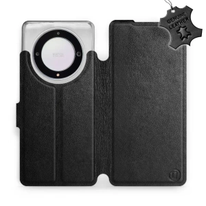 Etui ze skóry naturalnej do Huawei Honor Magic5 Lite 5G - wzór Black Leather
