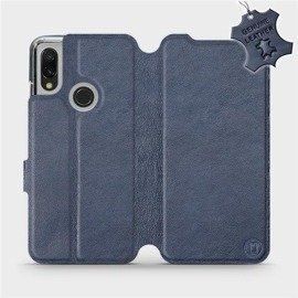 Etui ze skóry naturalnej do Xiaomi Redmi 7 - wzór Blue Leather