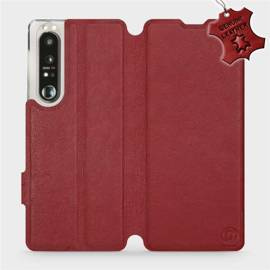 Etui ze skóry naturalnej do Sony Xperia 1 III - wzór Dark Red Leather