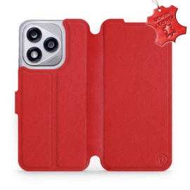 Etui ze skóry naturalnej do Huawei Honor 400 Lite - wzór Red Leather