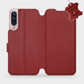 Etui ze skóry naturalnej do HTC Desire 22 Pro - wzór Dark Red Leather