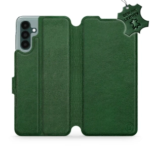 Etui ze skóry naturalnej do Samsung Galaxy A04S - wzór Green Leather