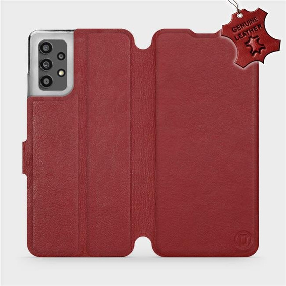 Etui ze skóry naturalnej do Samsung Galaxy A32 4g - wzór Dark Red Leather