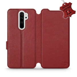 Etui ze skóry naturalnej do Xiaomi Redmi Note 8 Pro - wzór Dark Red Leather