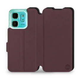 Etui Soft Touch do Infinix HOT 50i - wzór Matowy burgund z czernią