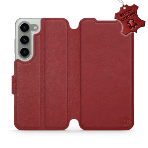 Etui ze skóry naturalnej do Samsung Galaxy S23 - wzór Dark Red Leather