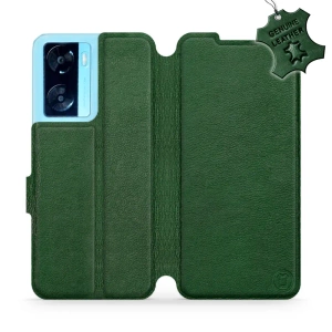 Etui ze skóry naturalnej do OPPO A57S - wzór Green Leather