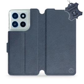Etui ze skóry naturalnej do Motorola Moto G56 5G - wzór Blue Leather