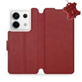 Etui ze skóry naturalnej do Xiaomi Redmi Note 13 PRO - wzór Dark Red Leather