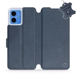 Etui ze skóry naturalnej do Motorola Moto G14 - wzór Blue Leather