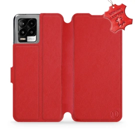 Etui ze skóry naturalnej do Realme 8 - wzór Red Leather