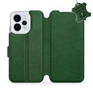 Etui ze skóry naturalnej do OPPO Reno 15 - wzór Green Leather