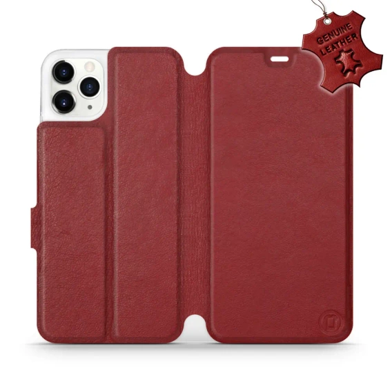 Etui ze skóry naturalnej do Apple iPhone 11 Pro Max - wzór Dark Red Leather