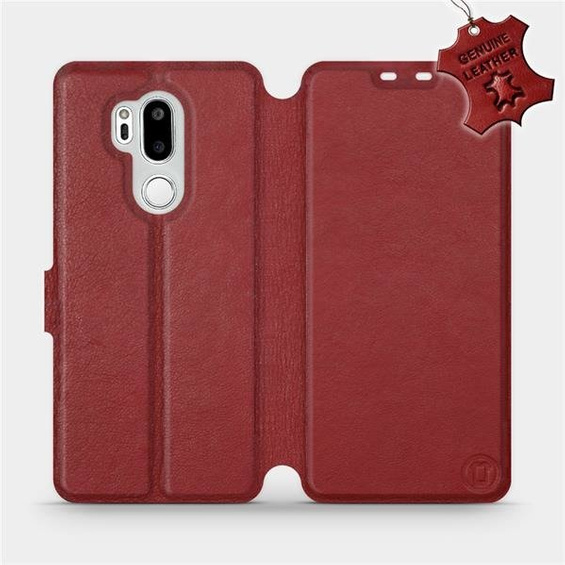 Etui ze skóry naturalnej do LG G7 ThinQ - wzór Dark Red Leather