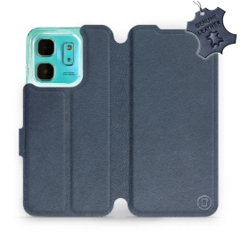 Etui ze skóry naturalnej do Infinix HOT 50i - wzór Blue Leather