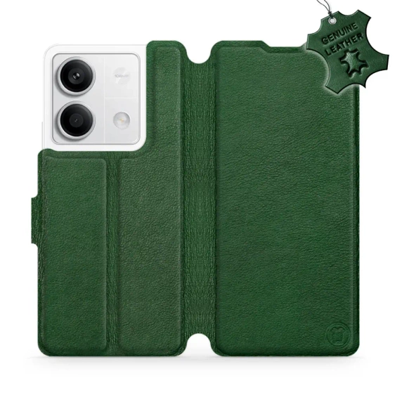 Etui ze skóry naturalnej do Xiaomi Redmi Note 13 5G - wzór Green Leather