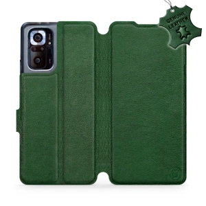 Etui ze skóry naturalnej do Xiaomi Redmi Note 10 Pro - wzór Green Leather