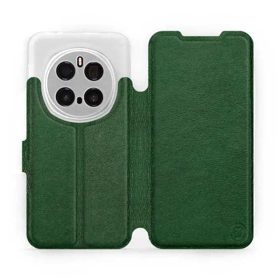 Etui ze skóry naturalnej do Huawei Honor Magic7 Pro 5G - wzór Green Leather