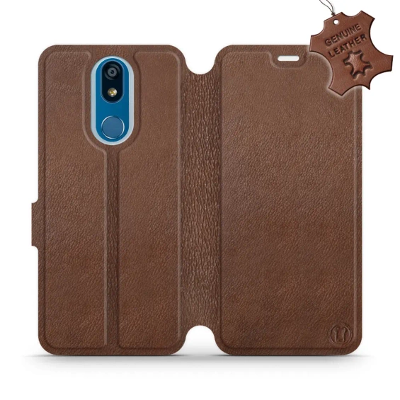 Etui ze skóry naturalnej do LG K40 - wzór Brown Leather