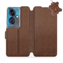 Etui ze skóry naturalnej do OPPO Reno 11F - wzór Brown Leather