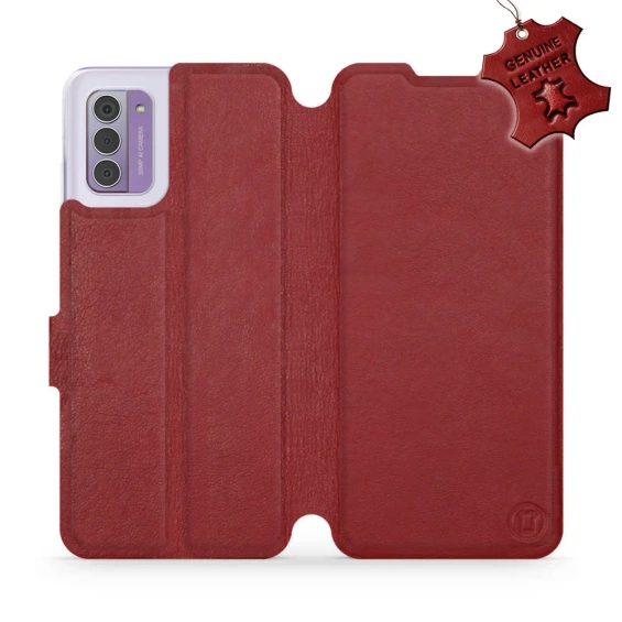Etui ze skóry naturalnej do Nokia G42 - wzór Dark Red Leather