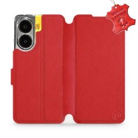 Etui ze skóry naturalnej do Xiaomi POCO X7 Pro - wzór Red Leather