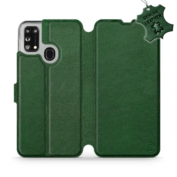 Etui ze skóry naturalnej do Samsung Galaxy M31 - wzór Green Leather