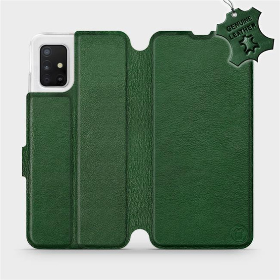 Etui ze skóry naturalnej do Samsung Galaxy A51 5G - wzór Green Leather