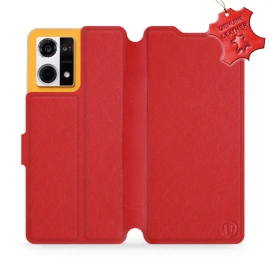 Etui ze skóry naturalnej do Oppo Reno 7 4G - wzór Red Leather