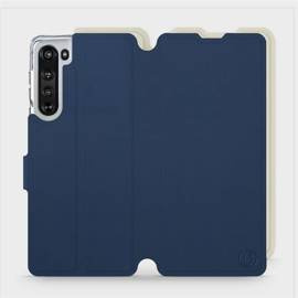 Etui Soft Touch do Motorola Edge - wzór Głęboki granat z platyną