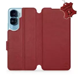 Etui ze skóry naturalnej do Huawei Honor 90 Lite - wzór Dark Red Leather