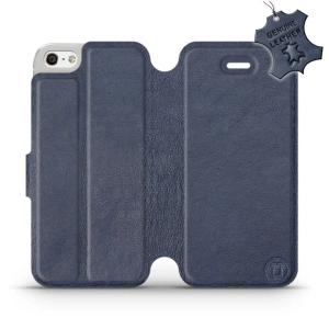 Etui ze skóry naturalnej do Apple iPhone SE - wzór Blue Leather