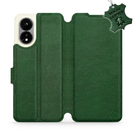 Etui ze skóry naturalnej do OPPO A38 - wzór Green Leather