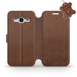 Etui ze skóry naturalnej do Samsung Galaxy J3 2016 - wzór Brown Leather