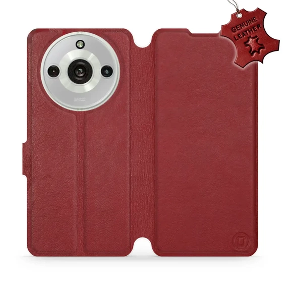 Etui ze skóry naturalnej do Realme 11 Pro - wzór Dark Red Leather