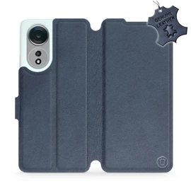Etui ze skóry naturalnej do OPPO A58 - wzór Blue Leather