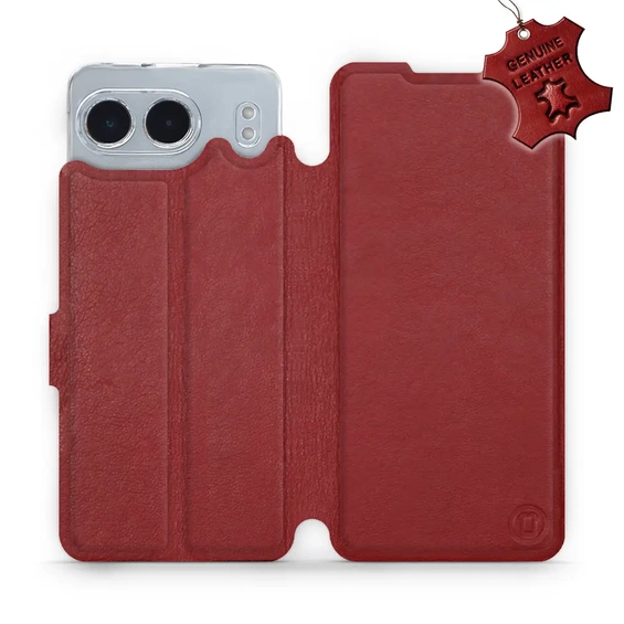 Etui ze skóry naturalnej do OnePlus Nord 4 5G - wzór Dark Red Leather