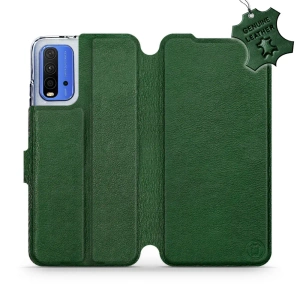 Etui ze skóry naturalnej do Xiaomi Redmi 9T - wzór Green Leather