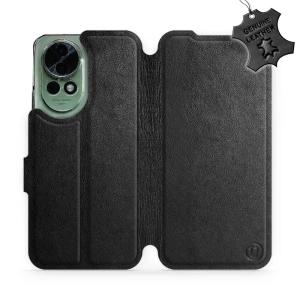 Etui ze skóry naturalnej do Huawei Nova 13 - wzór Black Leather