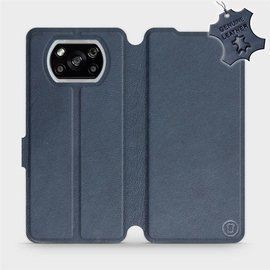 Etui ze skóry naturalnej do Xiaomi POCO X3 NFC - wzór Blue Leather
