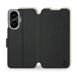 Etui Soft Touch do Xiaomi POCO F7 - wzór Satynowa czerń z platyną