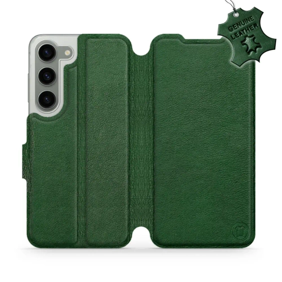 Etui ze skóry naturalnej do Samsung Galaxy S23 - wzór Green Leather