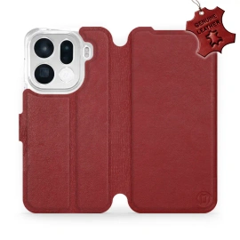 Etui ze skóry naturalnej do OPPO Find X9 pro - wzór Dark Red Leather